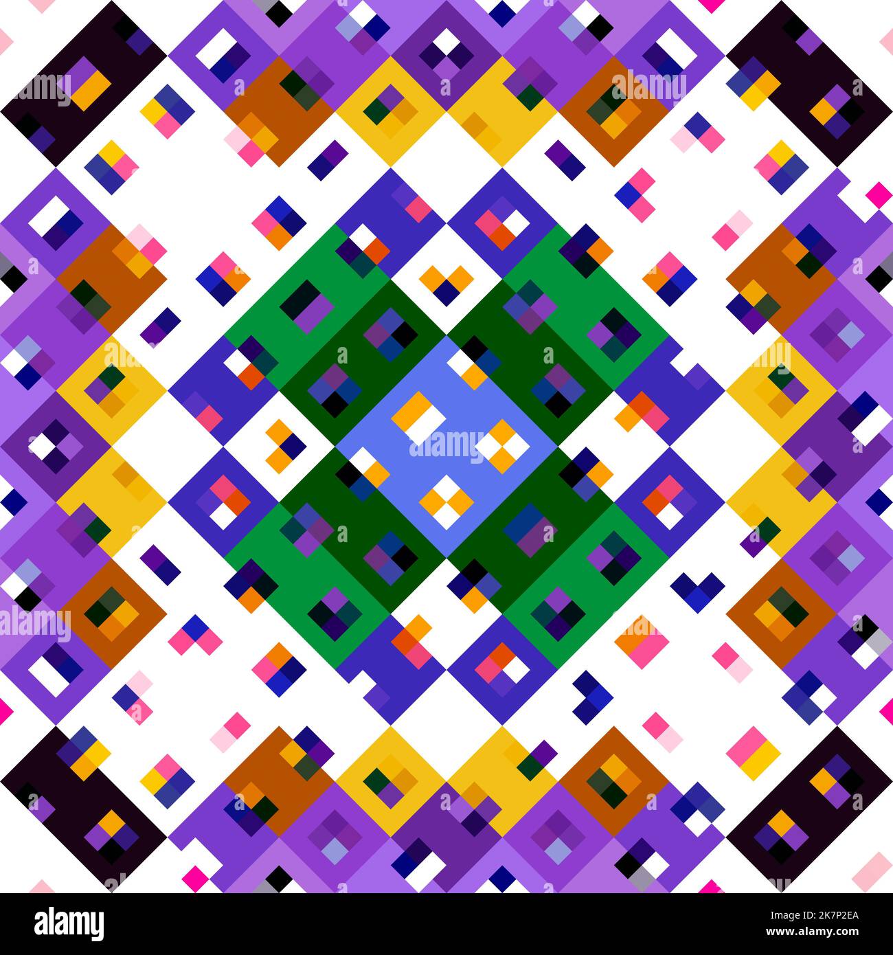 Kaleidoscopic geo pixel pattern. Playful fun pink wallpaper. Colorful ...