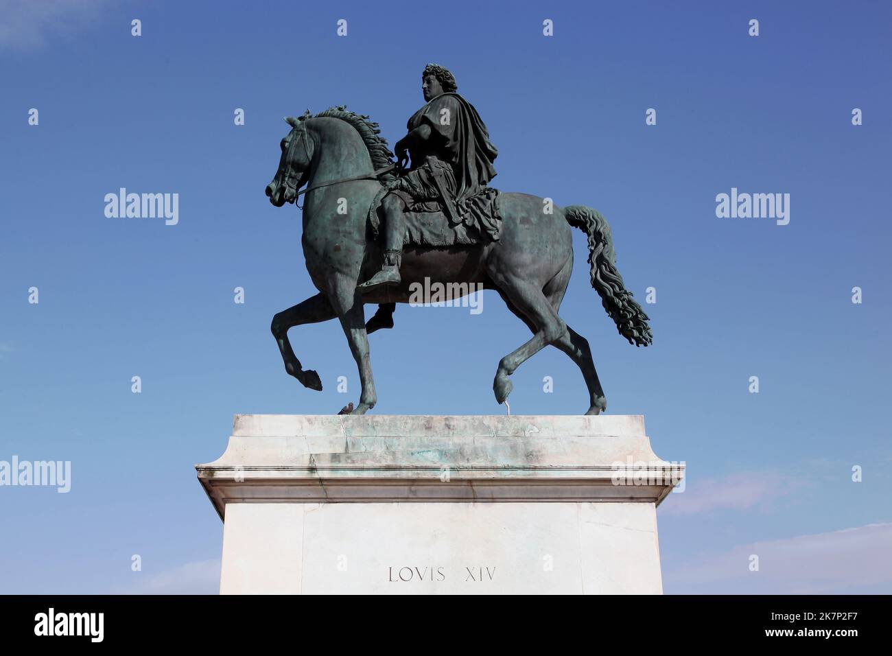 Equestrian statue of Louis XIV on Place Bellecour in Lyon, France Stock Photo