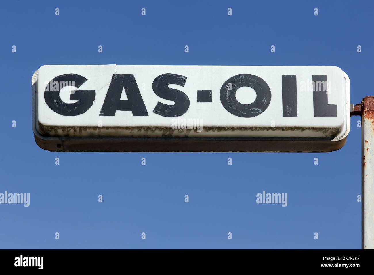 Old and vintage gas oil sign Stock Photo - Alamy