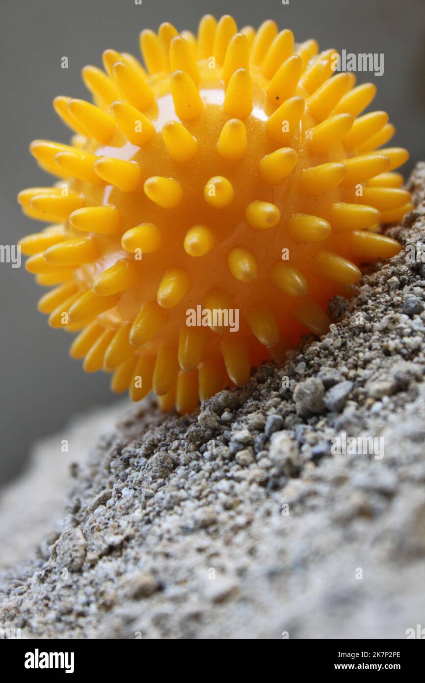 yellow sensory ball on the sand Stock Photo - Alamy