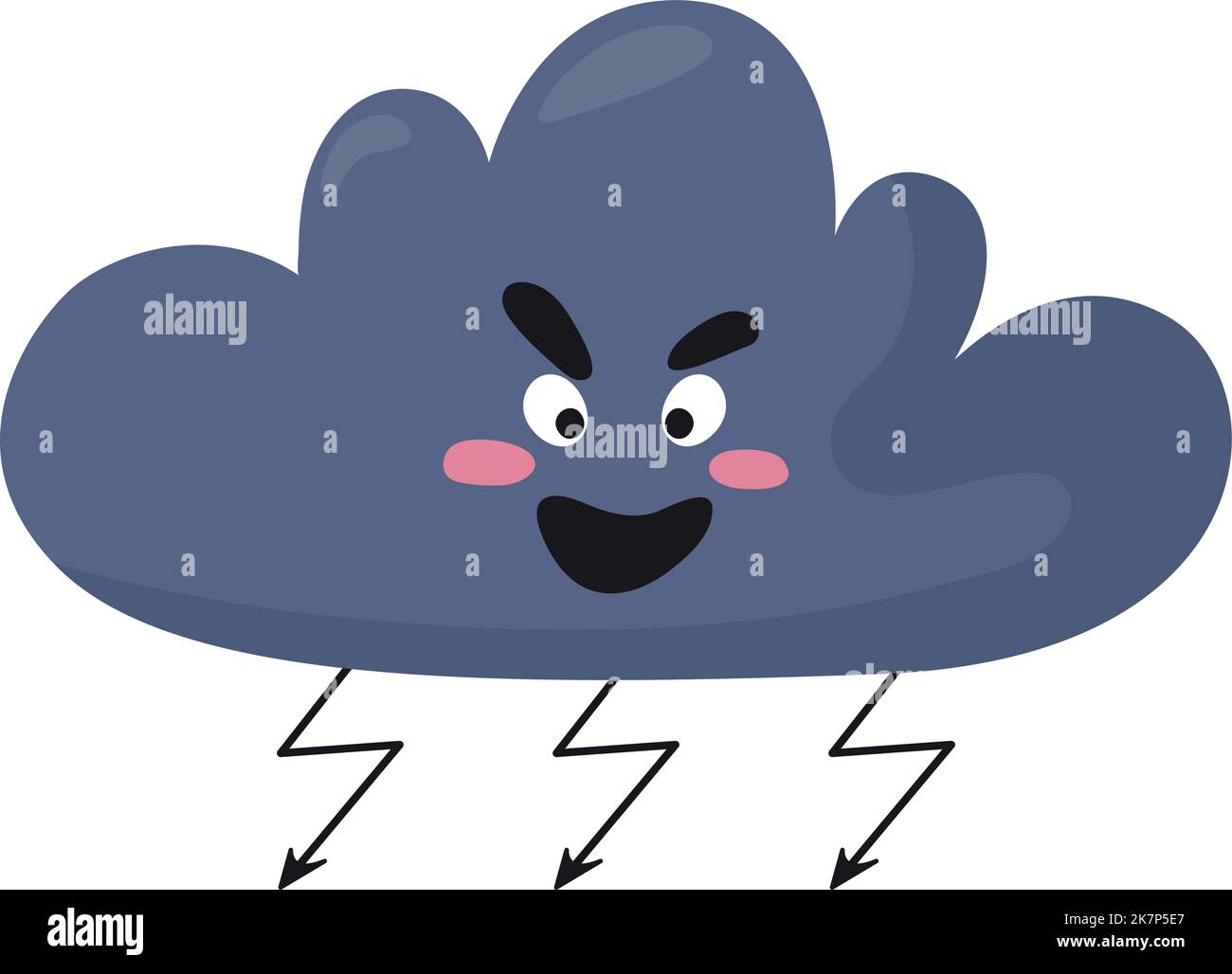 Angry dark cloud with thunder sign. Weather emoji Stock Vector Image