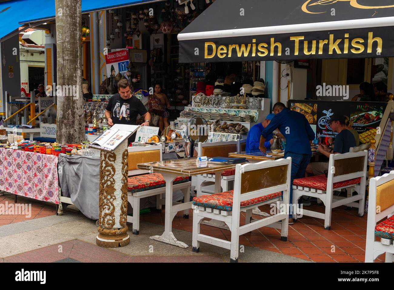 Middle Eastern Restaurants on Bussorah Street, Singapore Stock Photo