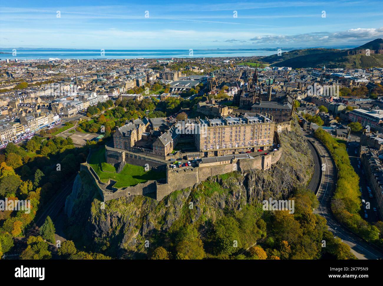 Aerial view of Edinburgh Castle UNESCO World Heritage site in Edinburgh