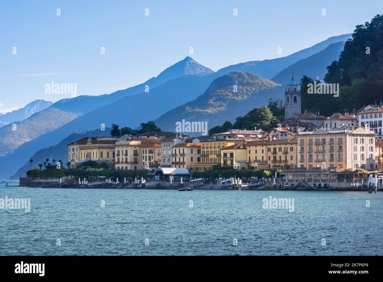 Bellagio Italy, scenic view of the attractive lakeside town of Bellagio in Lake Como, Italian Lakes, Lombardy, Italy Stock Photo