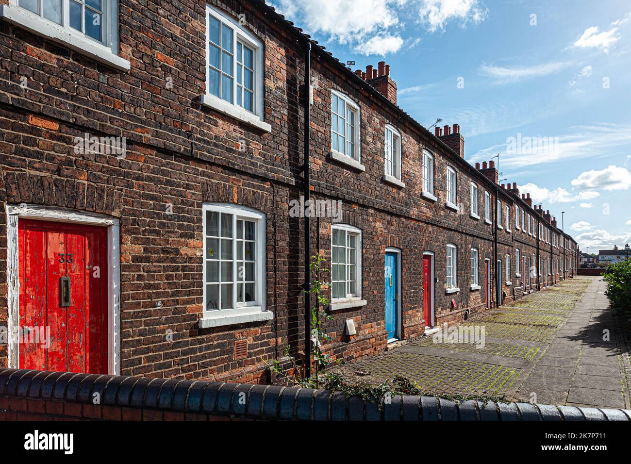 Terraced houses, Redbourne Street, Frodingham, Scunthorpe, England, UK. Stock Photo