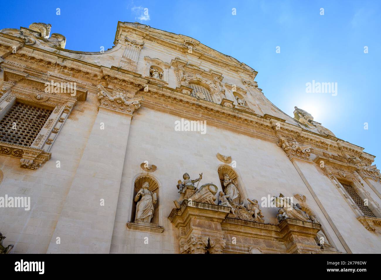 Front facade of the ornately baroque Church of Saints Peter and Paul the Apostles in Galatina, Apulia (Puglia), Italy. Stock Photo