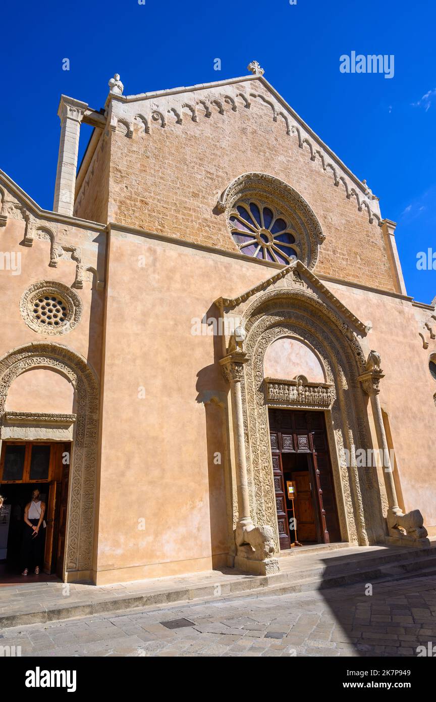 Front facade of the Basilica of Saint Catherine of Alexandria, Galatina, Apulia (Puglia), Italy. Stock Photo