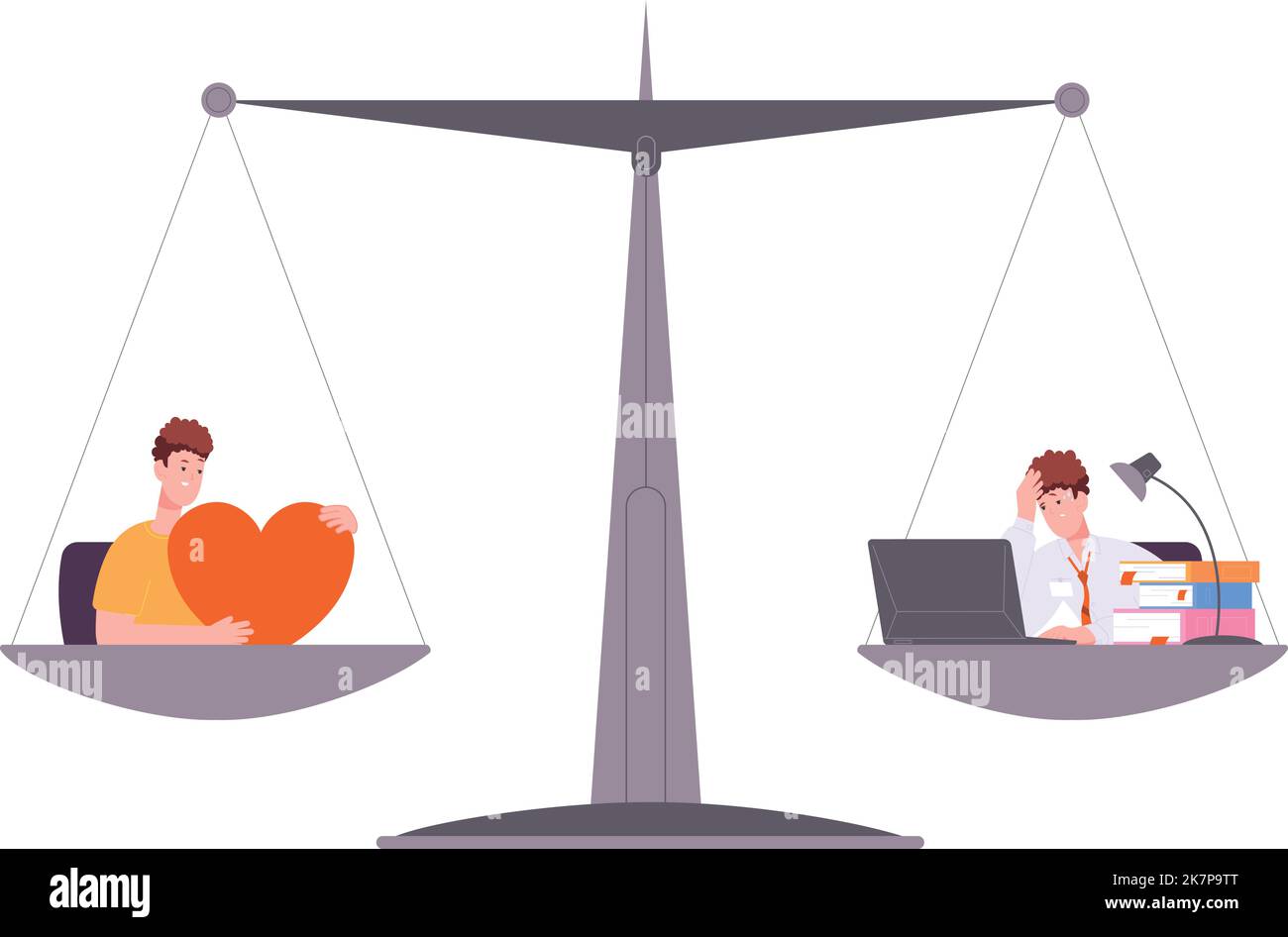 Work life balance icon. Healthy life and stressful career on scales ...