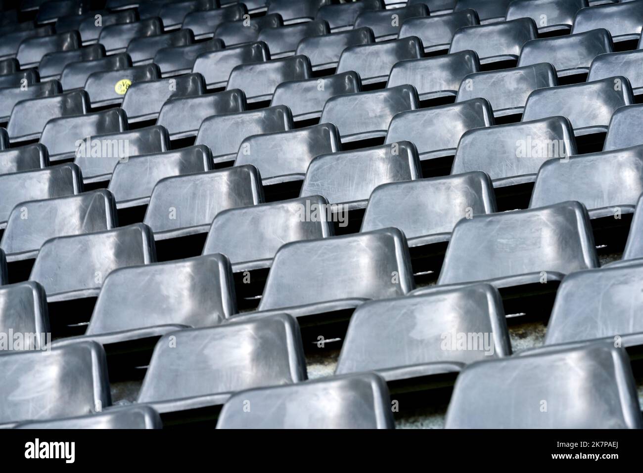On the tribunes of Signal Iduna Arena - the official playground of FC Borussia Dortmund, Germany Stock Photo