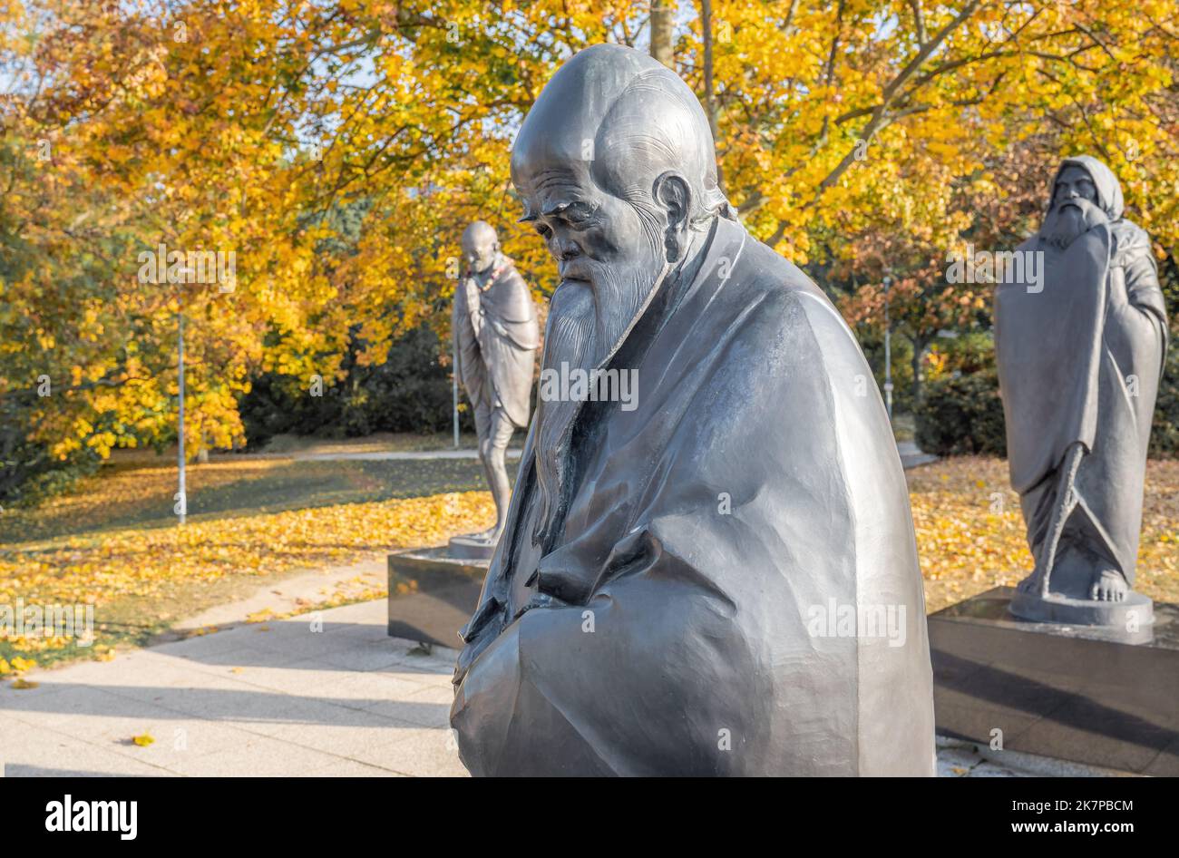 Laozi Statue at Garden of Philosophy at Gellert Hill (by Nandor Wagner, 1997) - Budapest, Hungary Stock Photo
