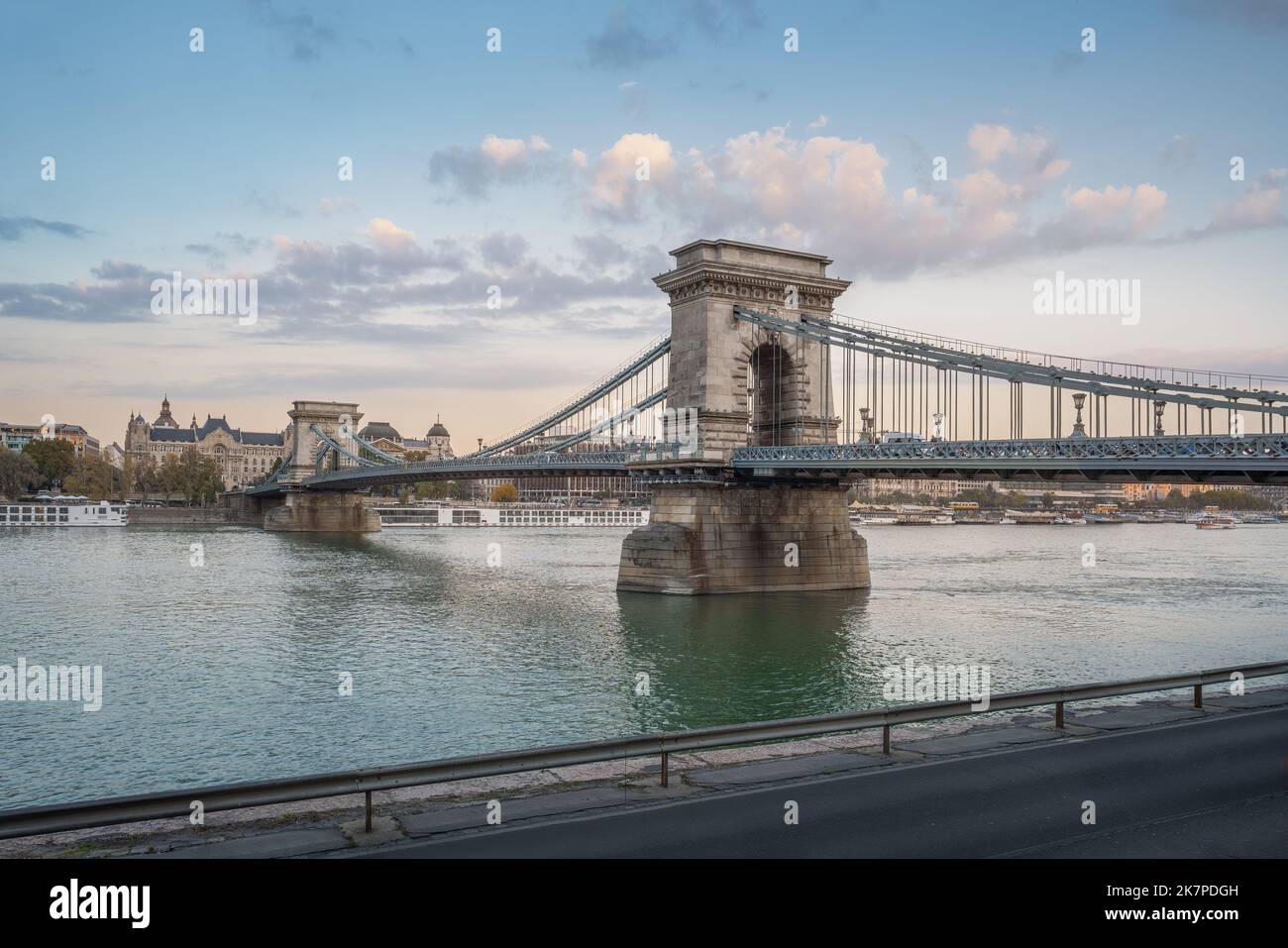 Szechenyi Chain Bridge - Budapest, Hungary Stock Photo