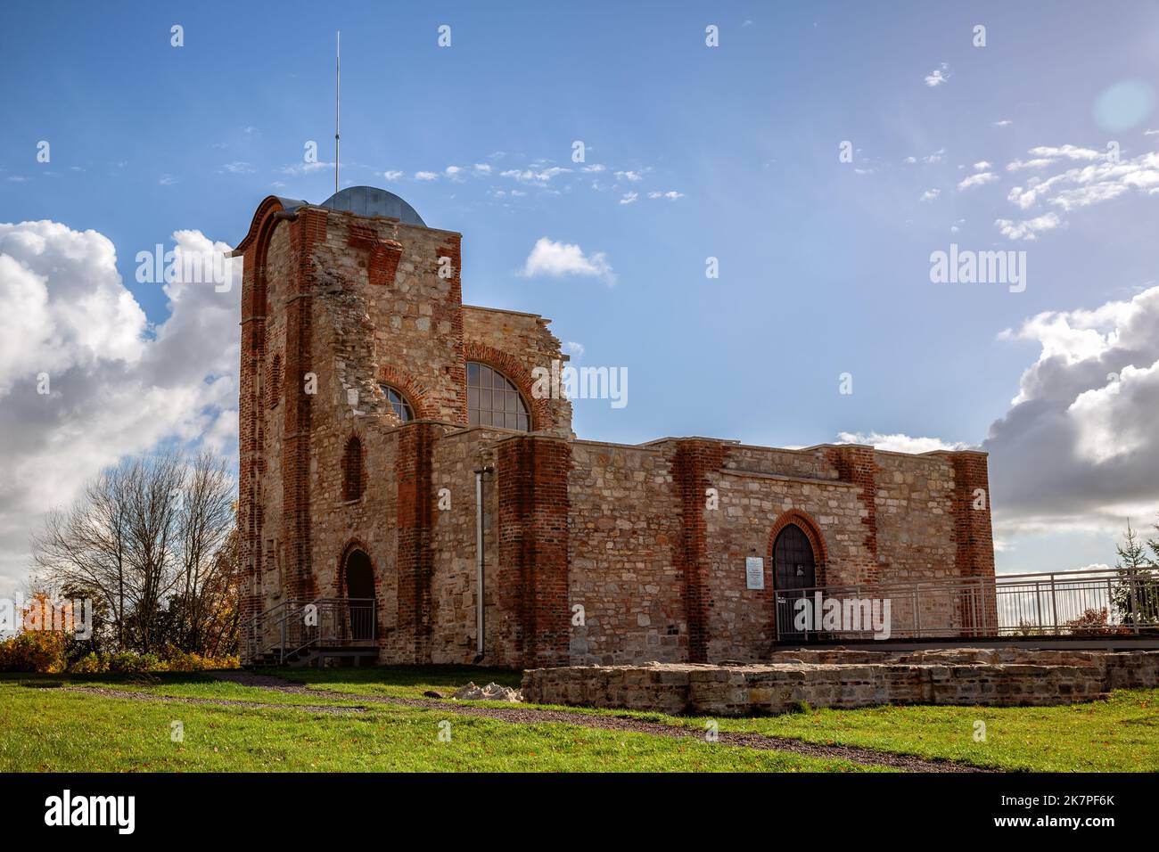 Veliky Novgorod, Russia - October 09, 2022: Remains of the 12th-century Church of the Annunciation at Rurik's Settlement (Gorodishche) Stock Photo