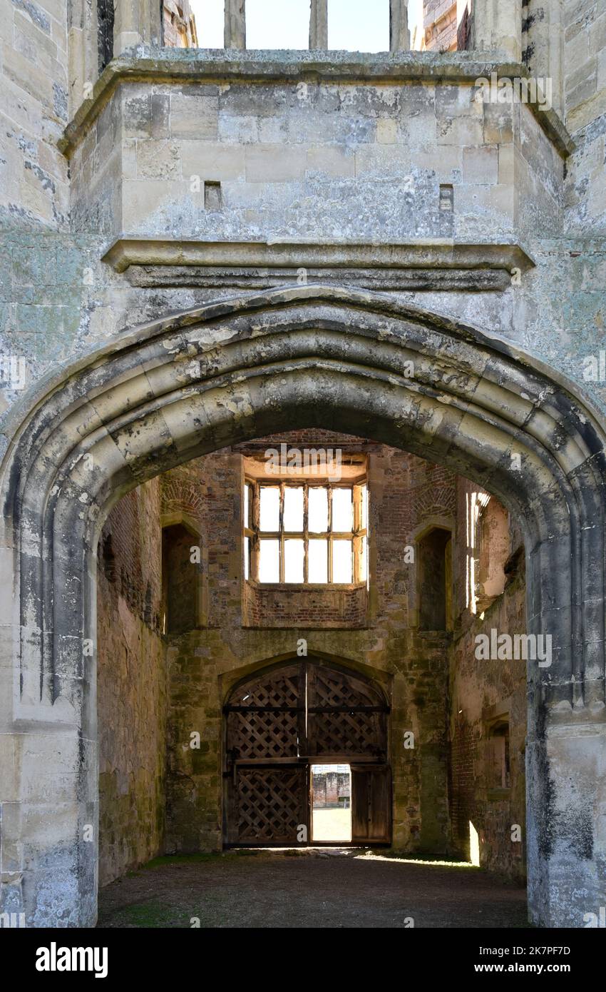 Gatehouse entrance of Titchfield Abbey from the inside, an English Heritage site in Hampshire, England. Stock Photo