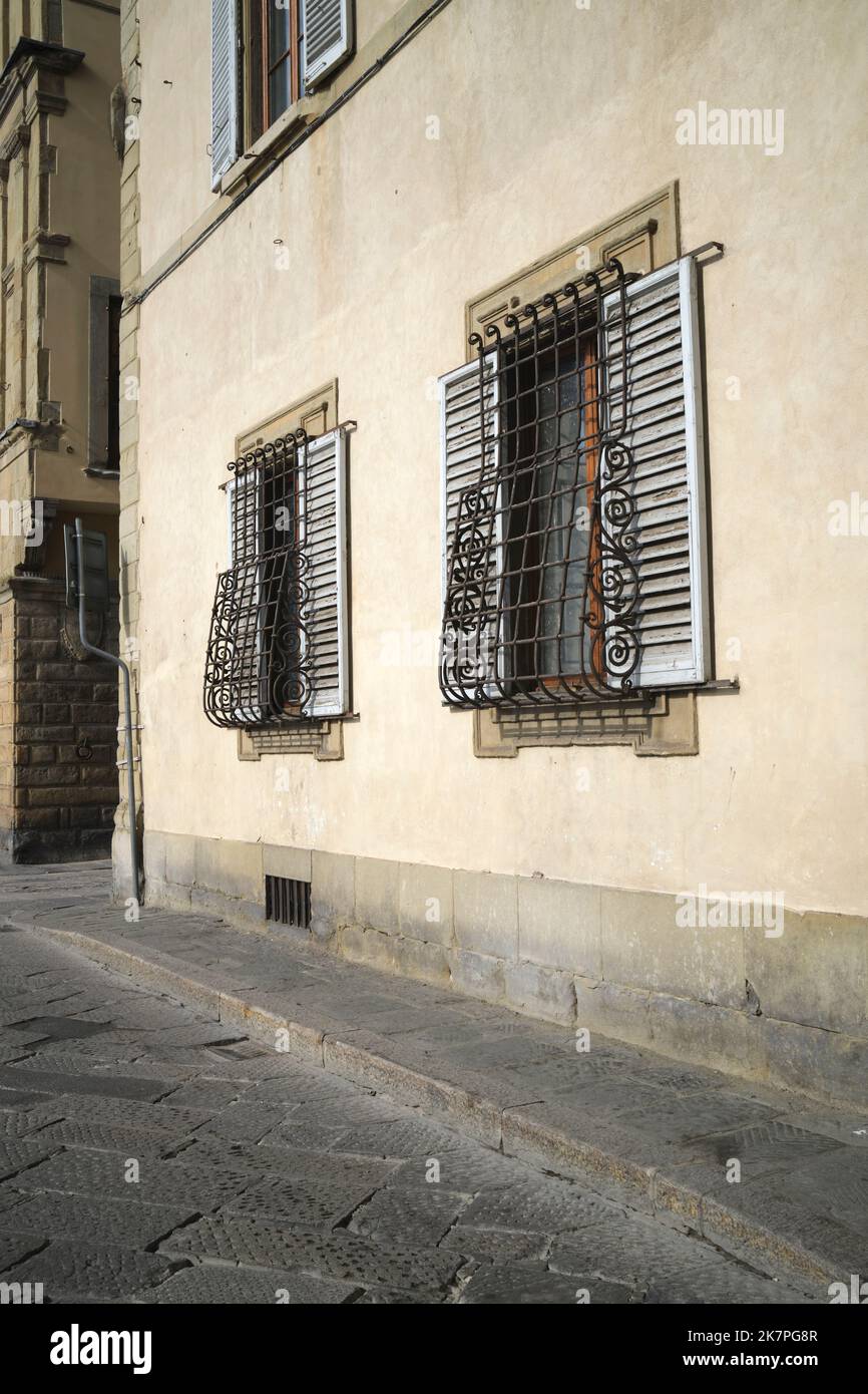 Palazzo Windows Piazza Santa Croce Florence Italy Stock Photo