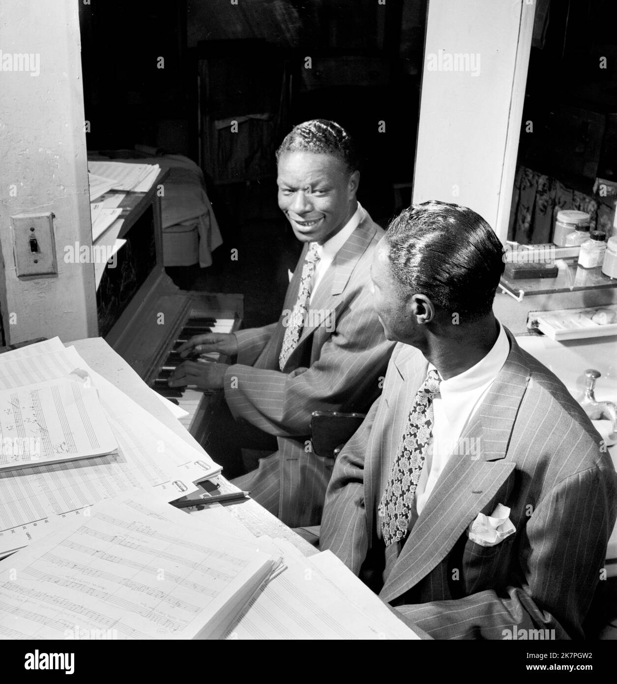 Nat King Cole, Nathaniel Adams Coles (1919 – 1965), Nat King Cole, an American singer, jazz pianist, and actor. Stock Photo