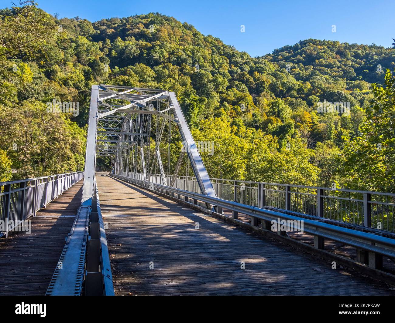 Fayette Station Bridge over the New River in the New River Gorge National Park and Preserve in West Virginia USA Stock Photo