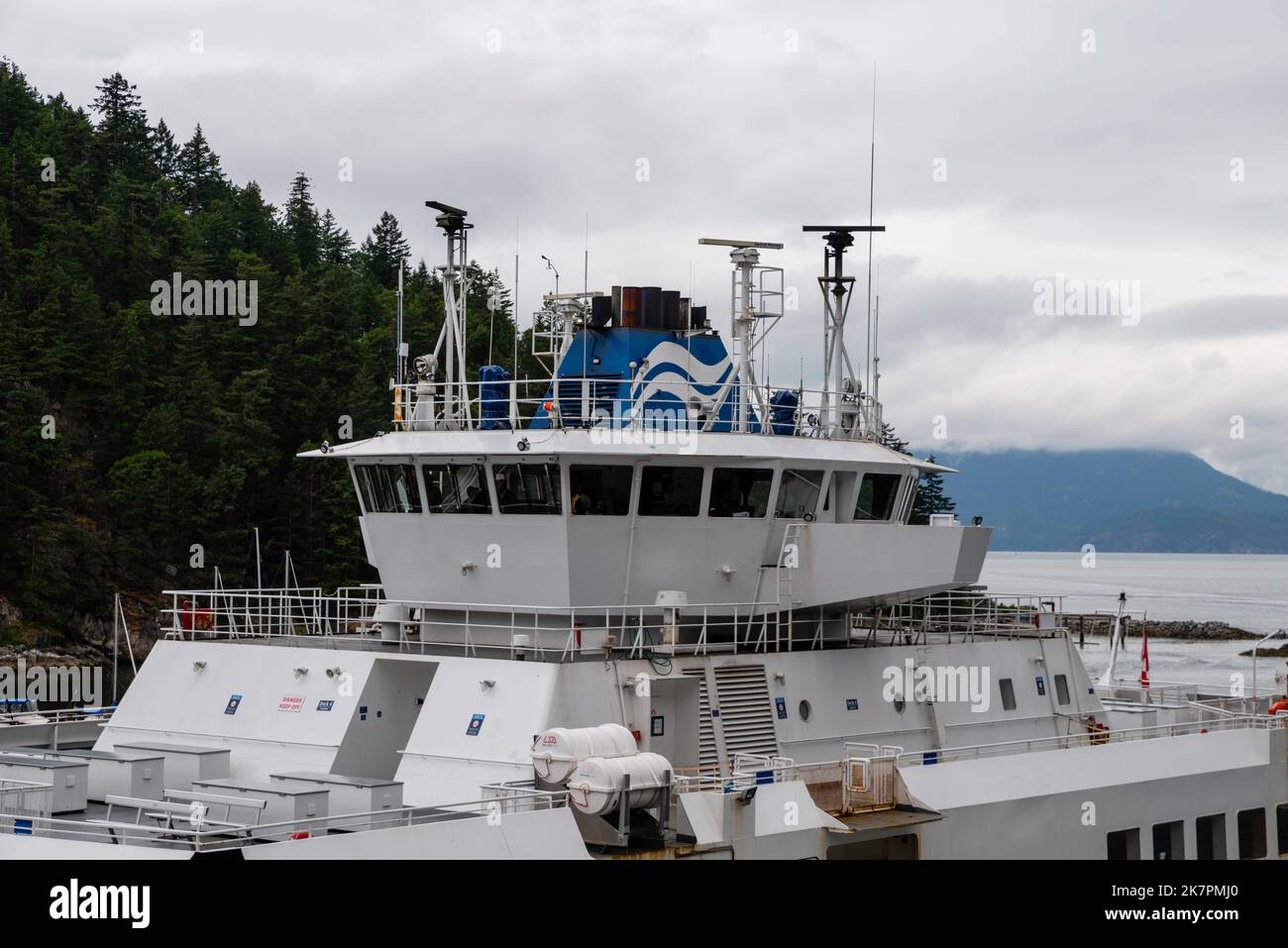 A ferry, the Queen of Capilano, enters Horseshoe Bay Ferry Terminal