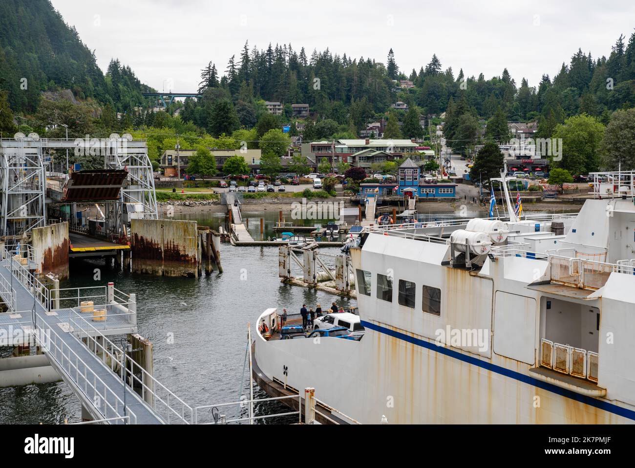 A ferry, the Queen of Capilano, enters Horseshoe Bay Ferry Terminal