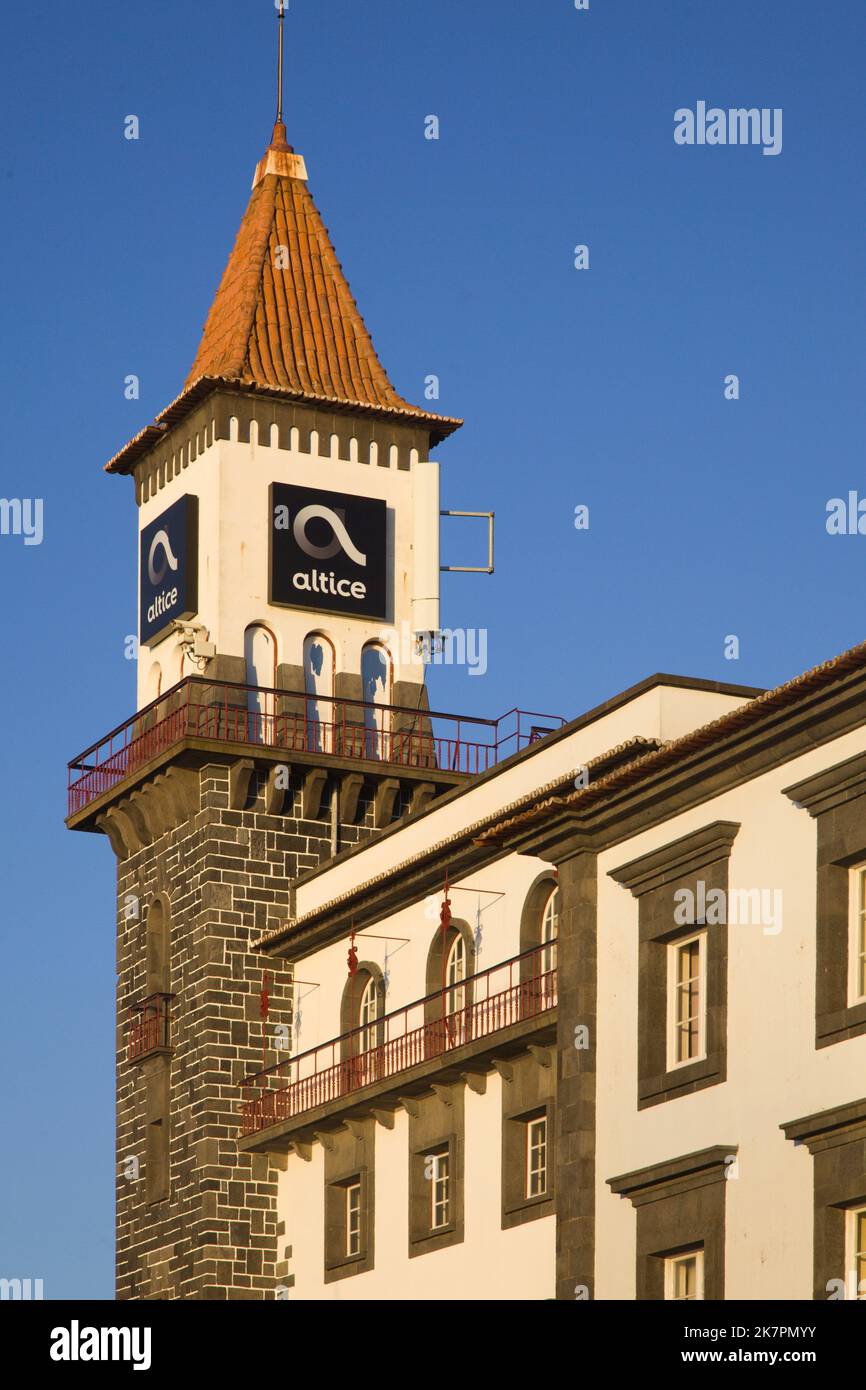 Portugal, Azores, Sao Miguel Island, Ponta Delgada, Altice Building, Stock Photo