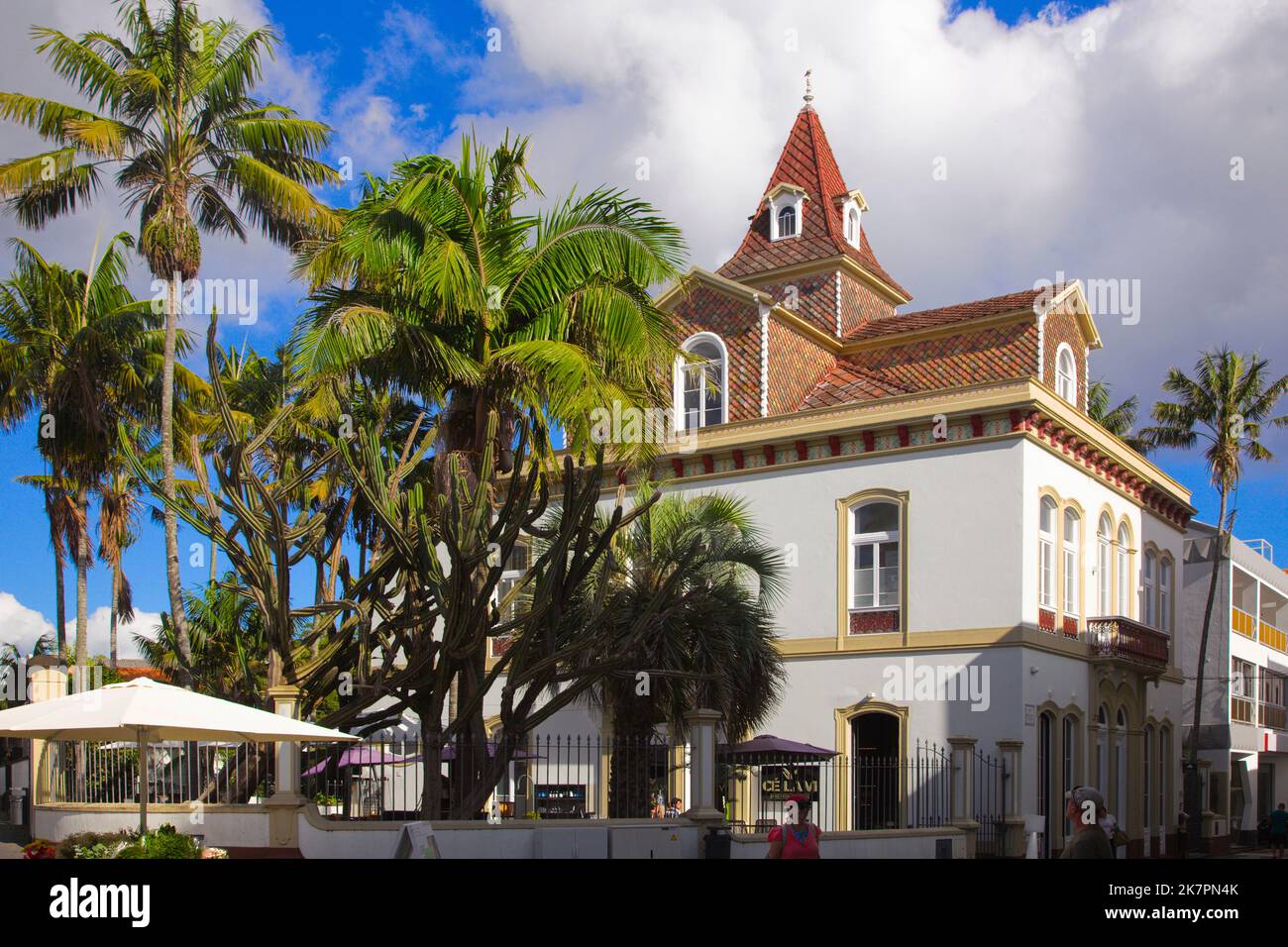 Portugal, Azores, Sao Miguel Island, Ponta Delgada, Ce La Vi, restaurant, street scene, Stock Photo