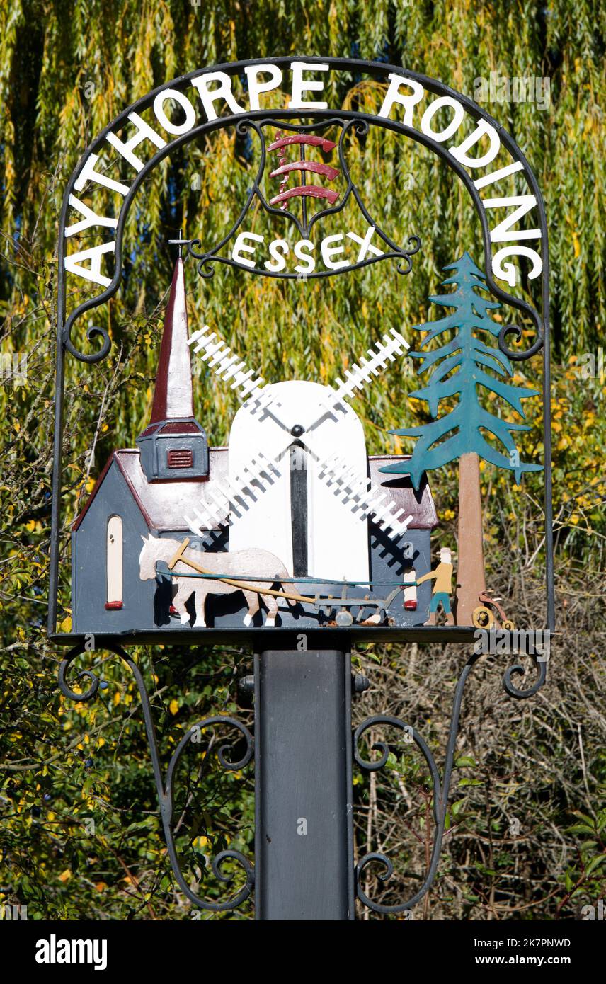 Aythorpe Roding Village Name Sign The Rodings  Essex Stock Photo