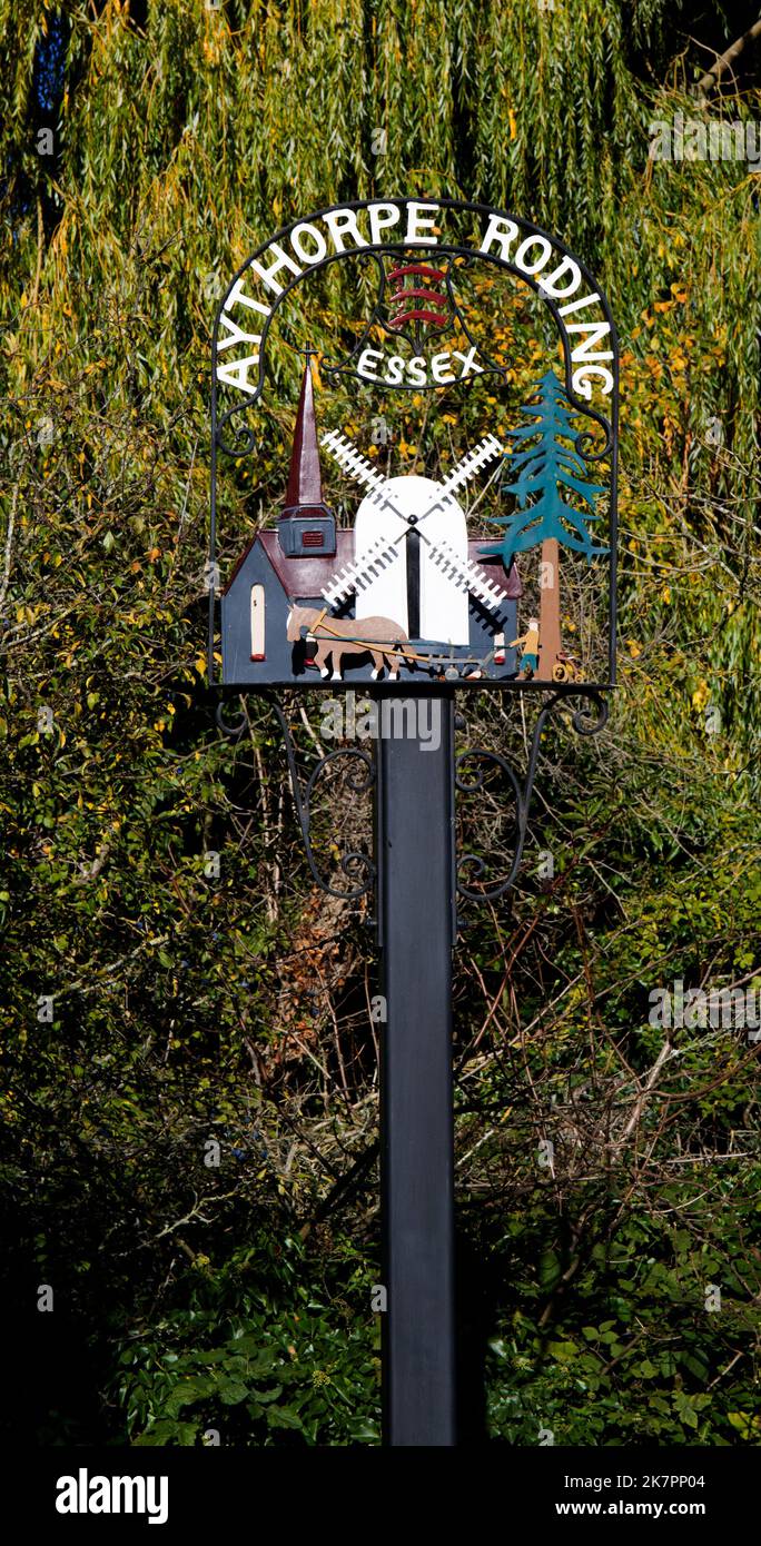 Aythorpe Roding Village Name Sign The Rodings Essex Stock Photo - Alamy