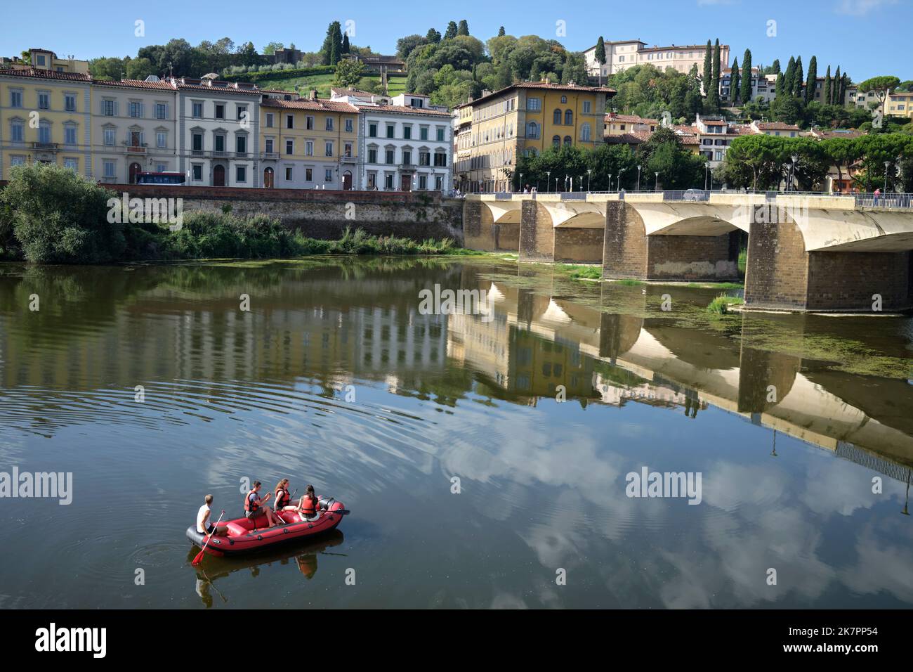 Ponte alle Grazie Bridge and River Arno Florence Italy Stock Photo