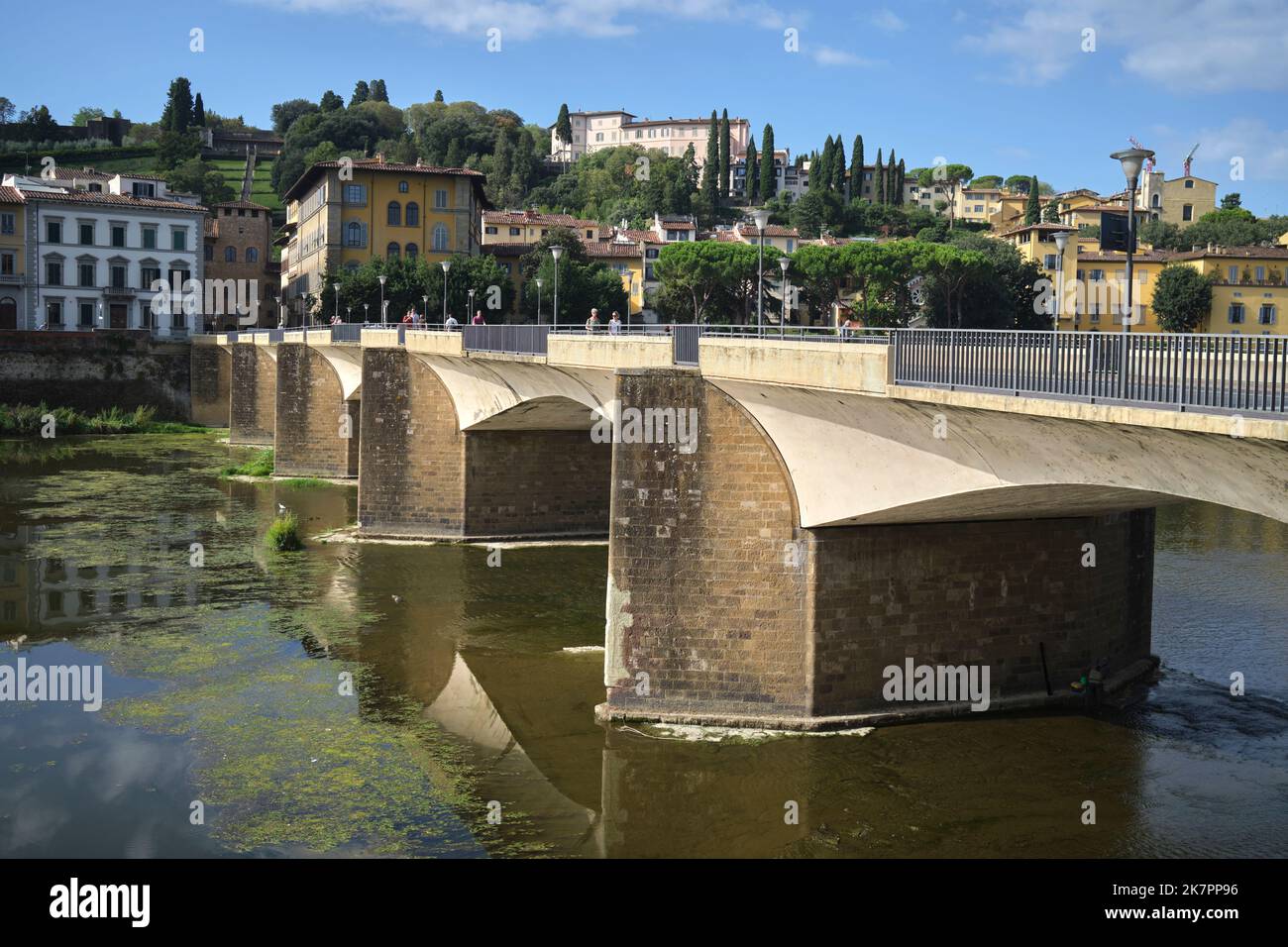 Ponte alle Grazie Bridge and River Arno Florence Italy Stock Photo