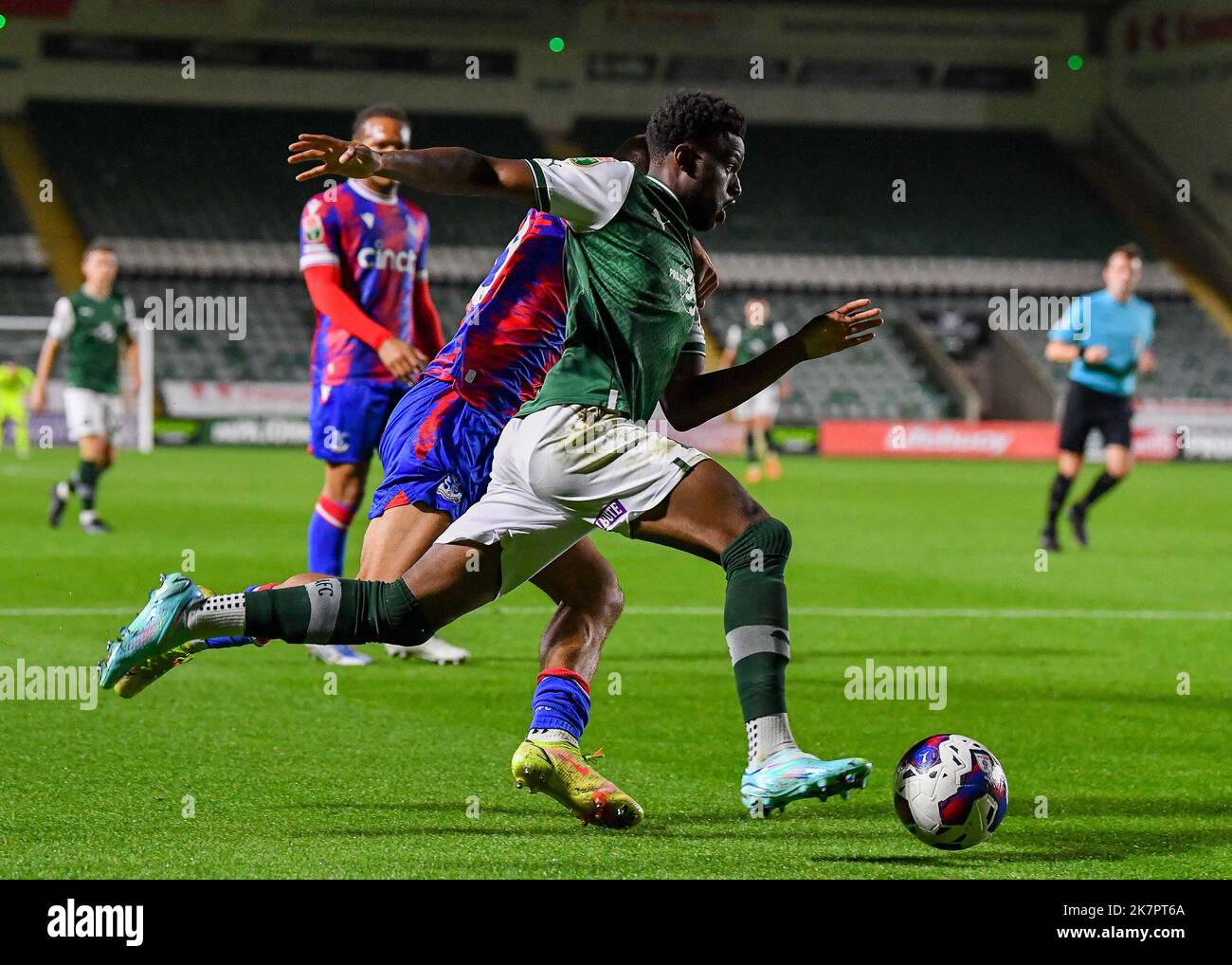 Plymouth Argyle full back Bali Mumba (17) attacking during the Papa John's Trophy match Plymouth