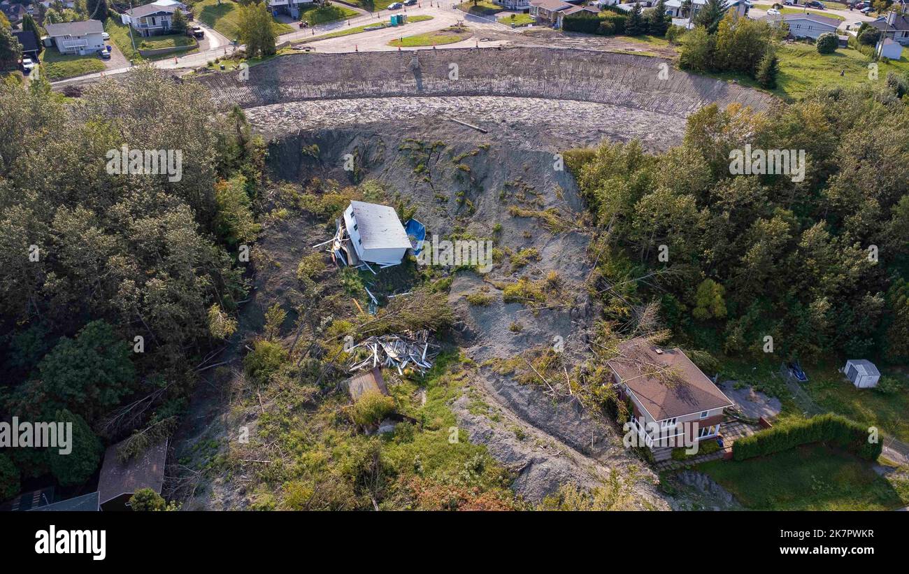 Aerial view of the consolidation work that is in progress after a
