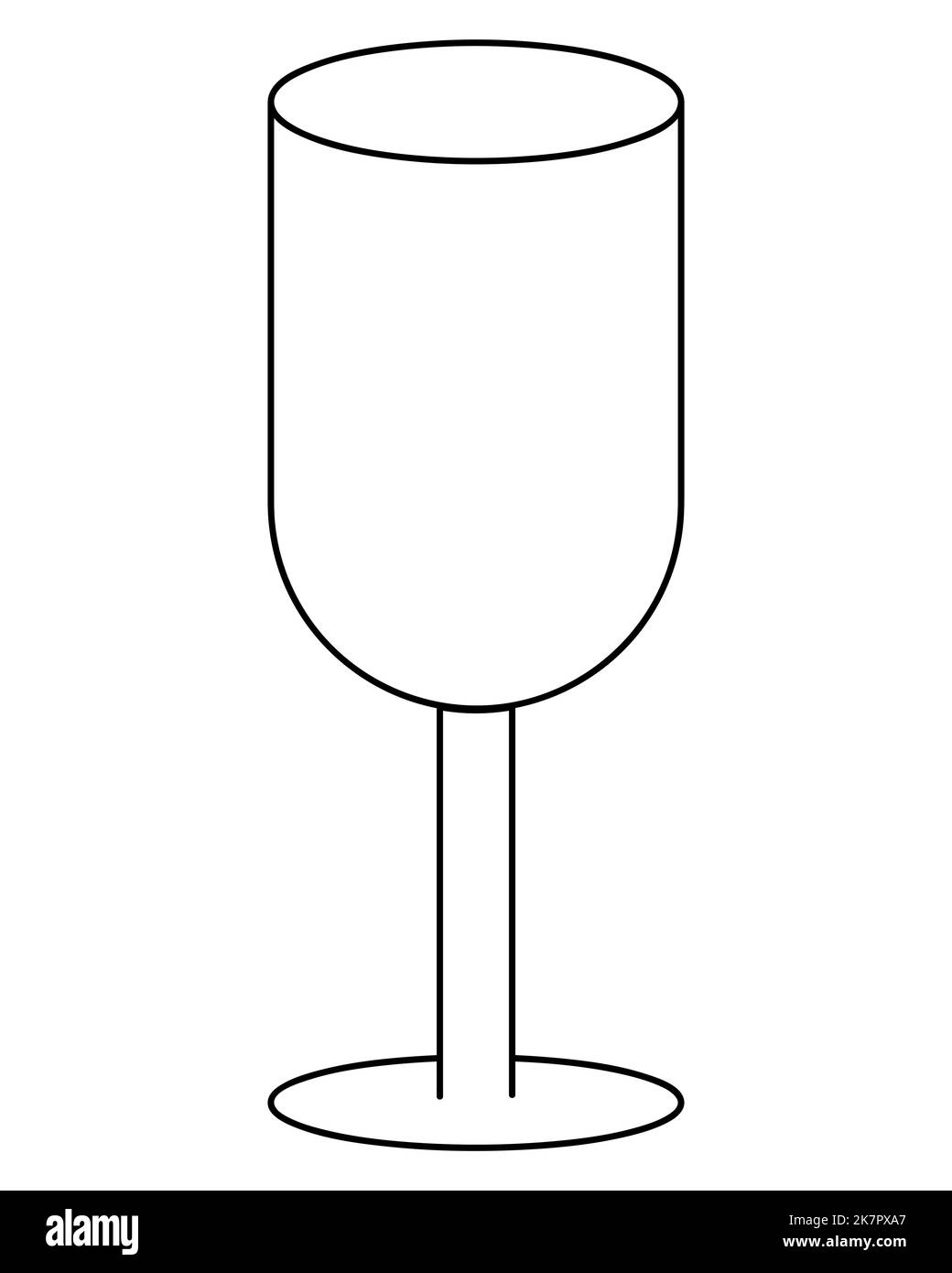 Wineglass. Sketch. Glass container for an alcoholic drink. Vector icon. Outline on an isolated white background. Crystal goblet for Cahors. Stock Vector