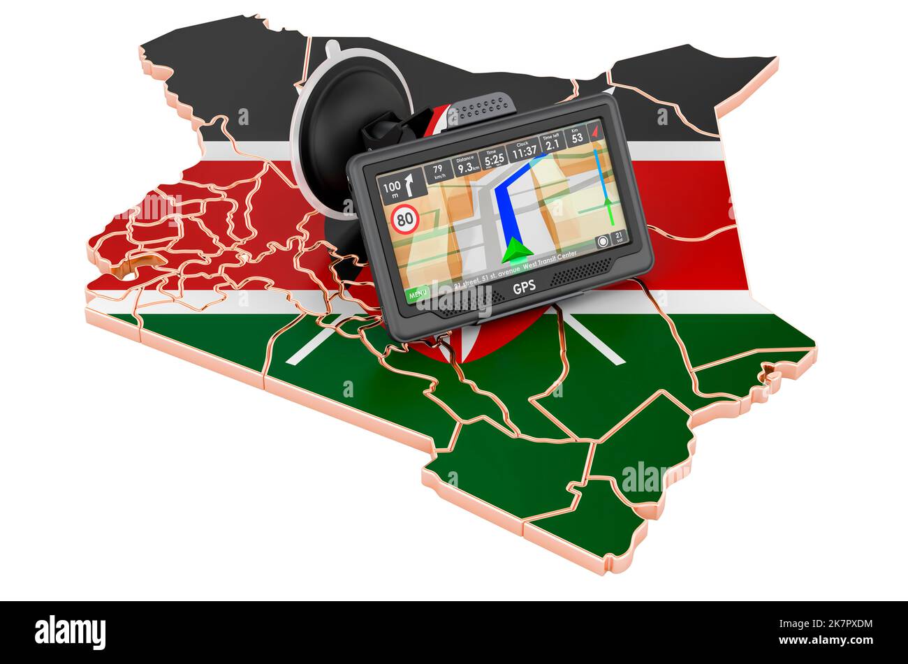 GPS navigation in Kenya, 3D rendering isolated on white background ...