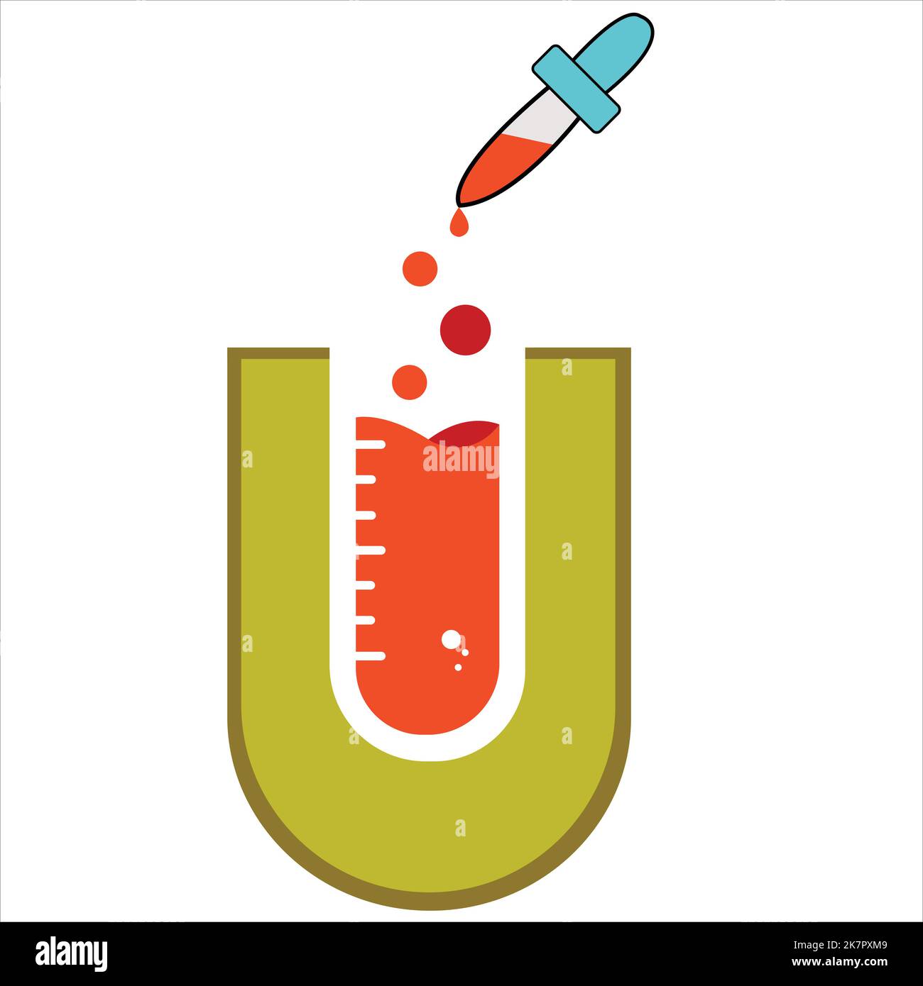 Letter u combining with chemical bottle Logo. laboratory logo vector. Suitable for labs logo