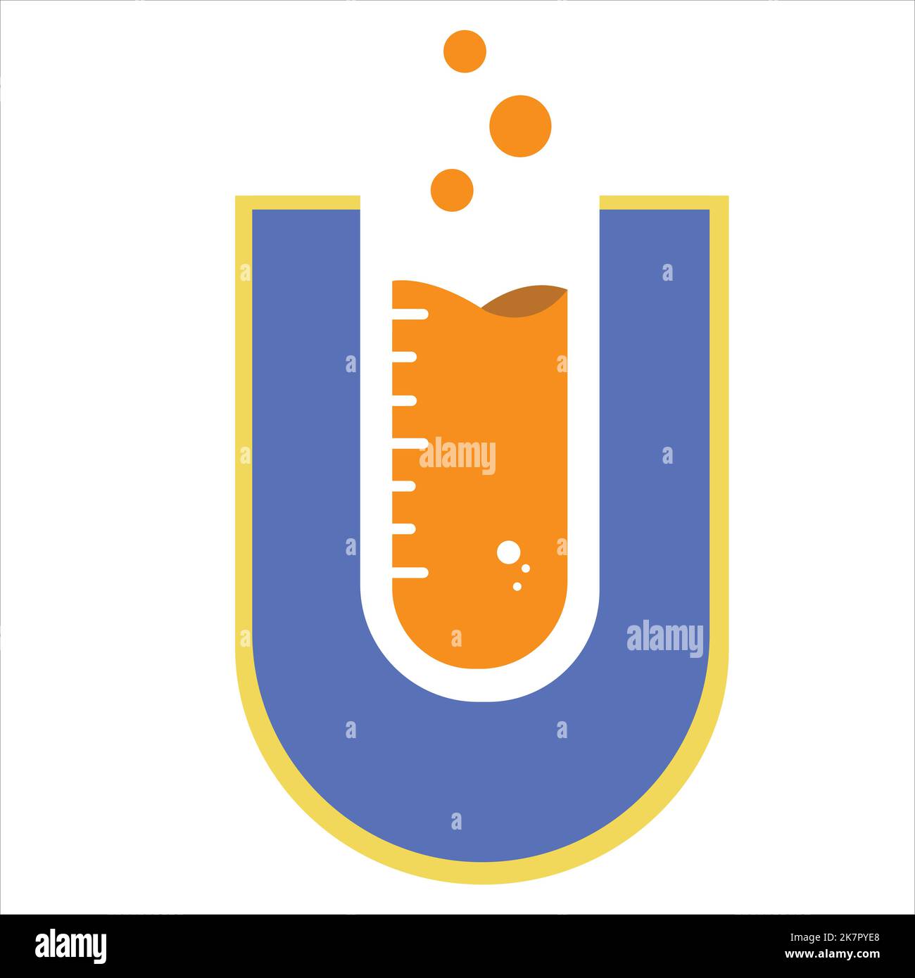 Letter u combining with chemical bottle Logo.  laboratory logo vector. Suitable for labs logo, Medical science and scientist community Logo. Stock Vector