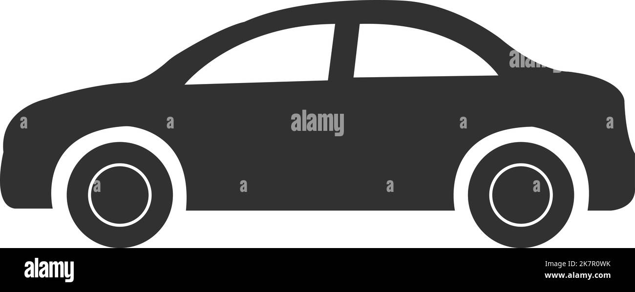 Black Car vector on white background. Sedan car, universal car, hatchback, SUV Car, automobile and taxi for 2d Cartoon. Stock Vector