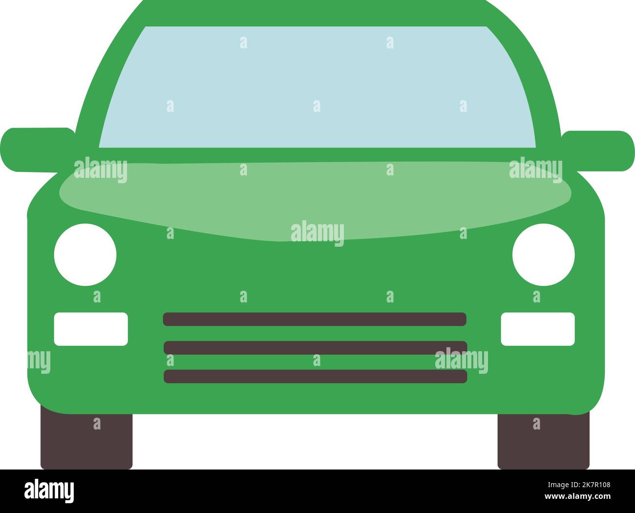 Car Font View for 2d Cartoon Animation Green color Car Stock Vector