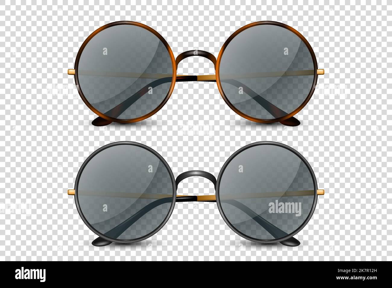 Vector 3d Realistic Leopard, Black Round Frame Glasses Set with Black ...