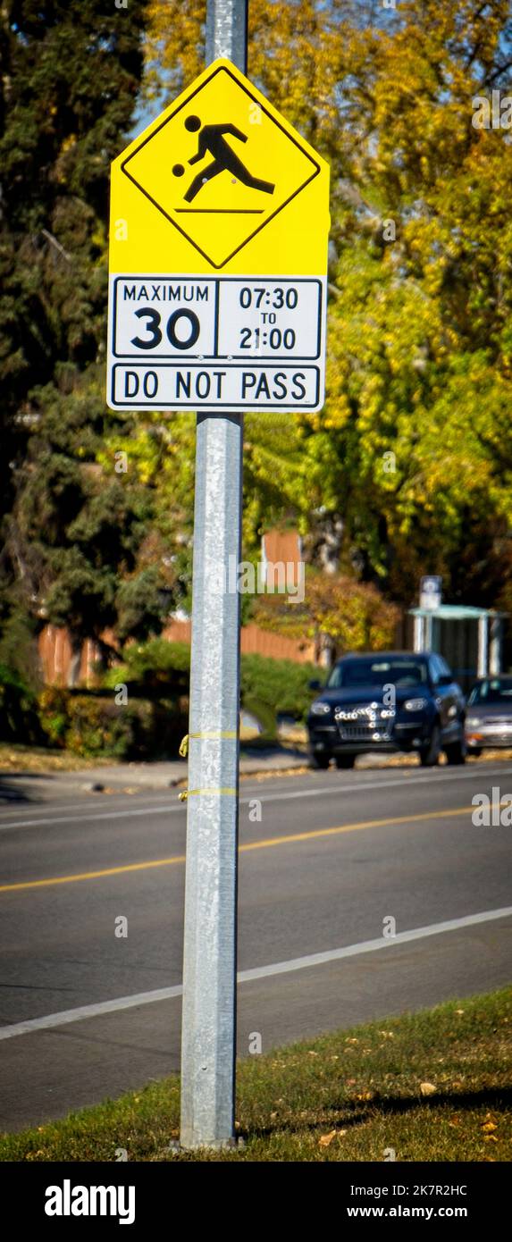 Playground Sign Calgary Alberta Stock Photo Alamy