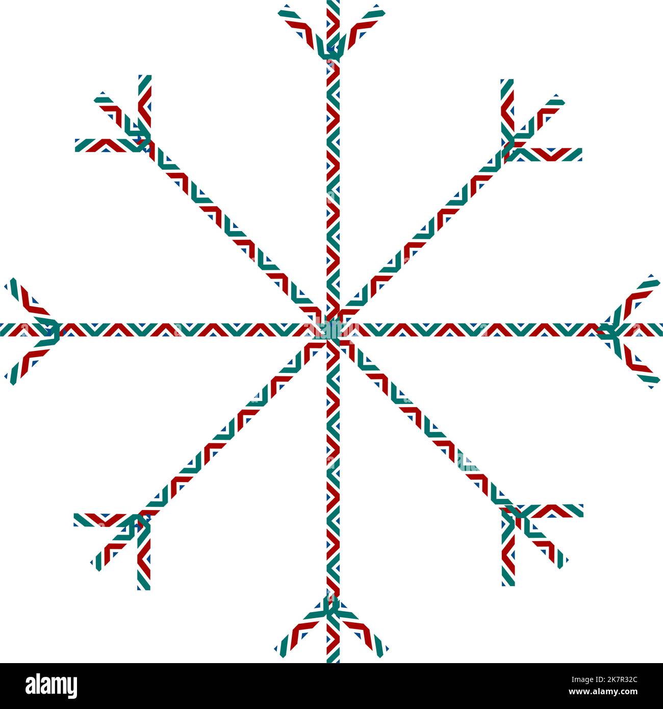 Abstract ornamental snowflake draw by patterned lines in trendy