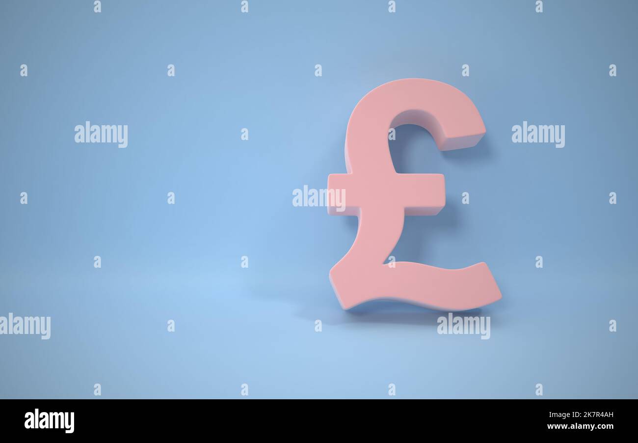 Pound Symbol On Blue Background , This is a 3d rendered computer ...