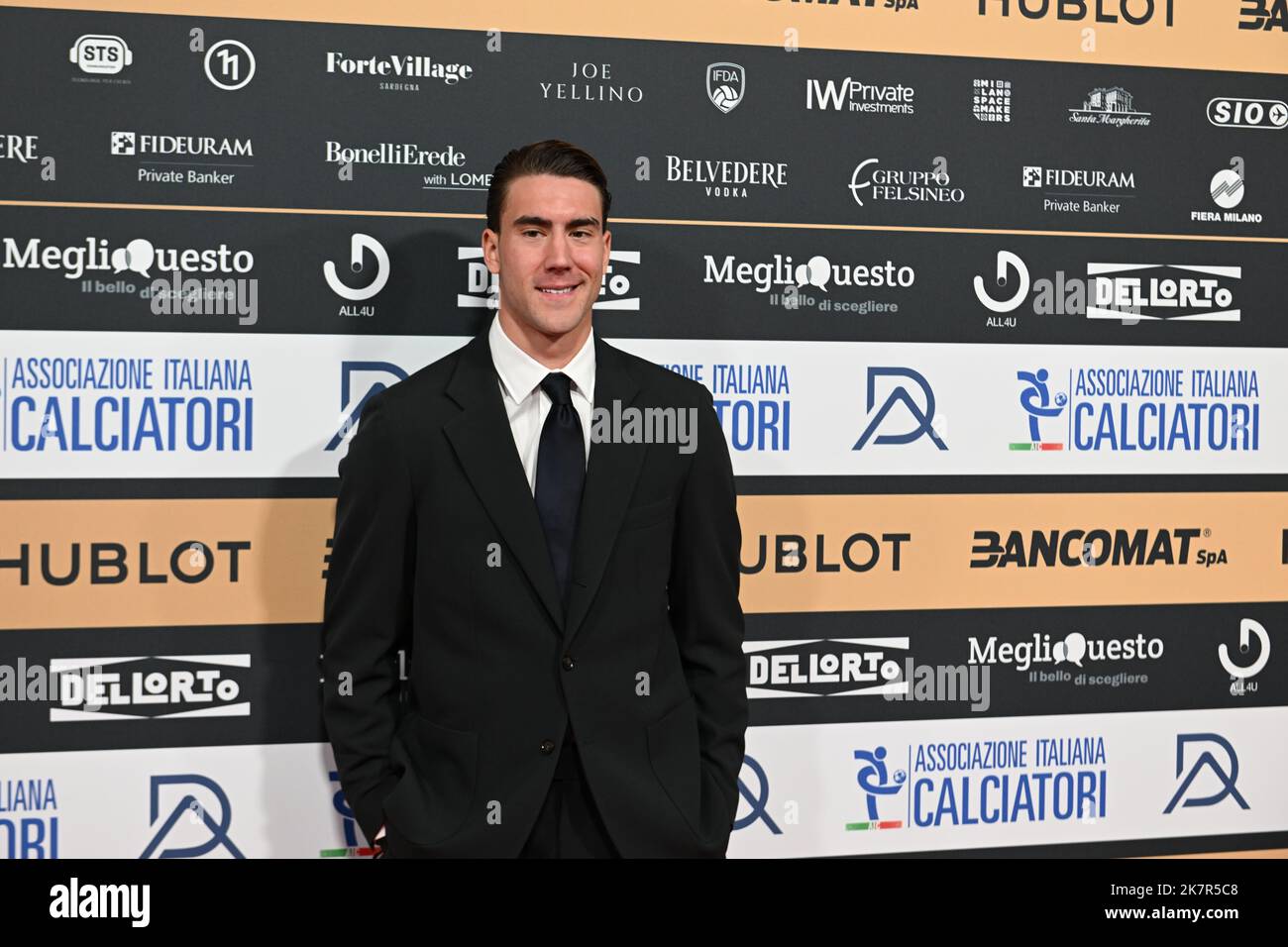 Vlahovic Dusan, Attaccante Juventus FC,  on the red carpet during the AIC Gran Gala del Calcio 2022,October, 17th, 2022 at Milano, Italy. Picture by Antonio Polia Stock Photo