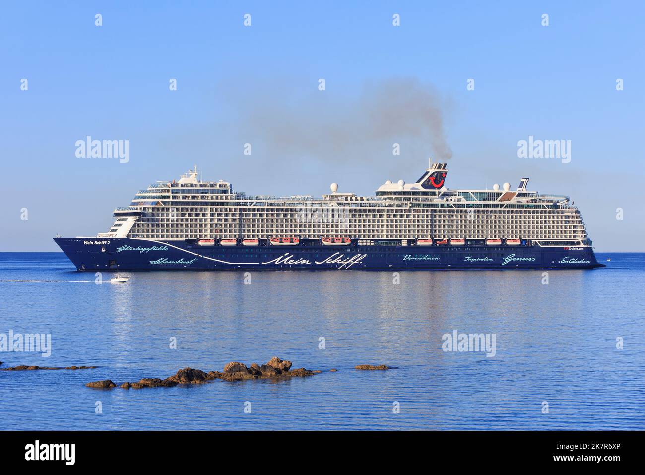 The Mein Schiff 2 cruise ship (2019) from TUI Cruises in the Bay of Ajaccio (Corse-du-Sud), France Stock Photo