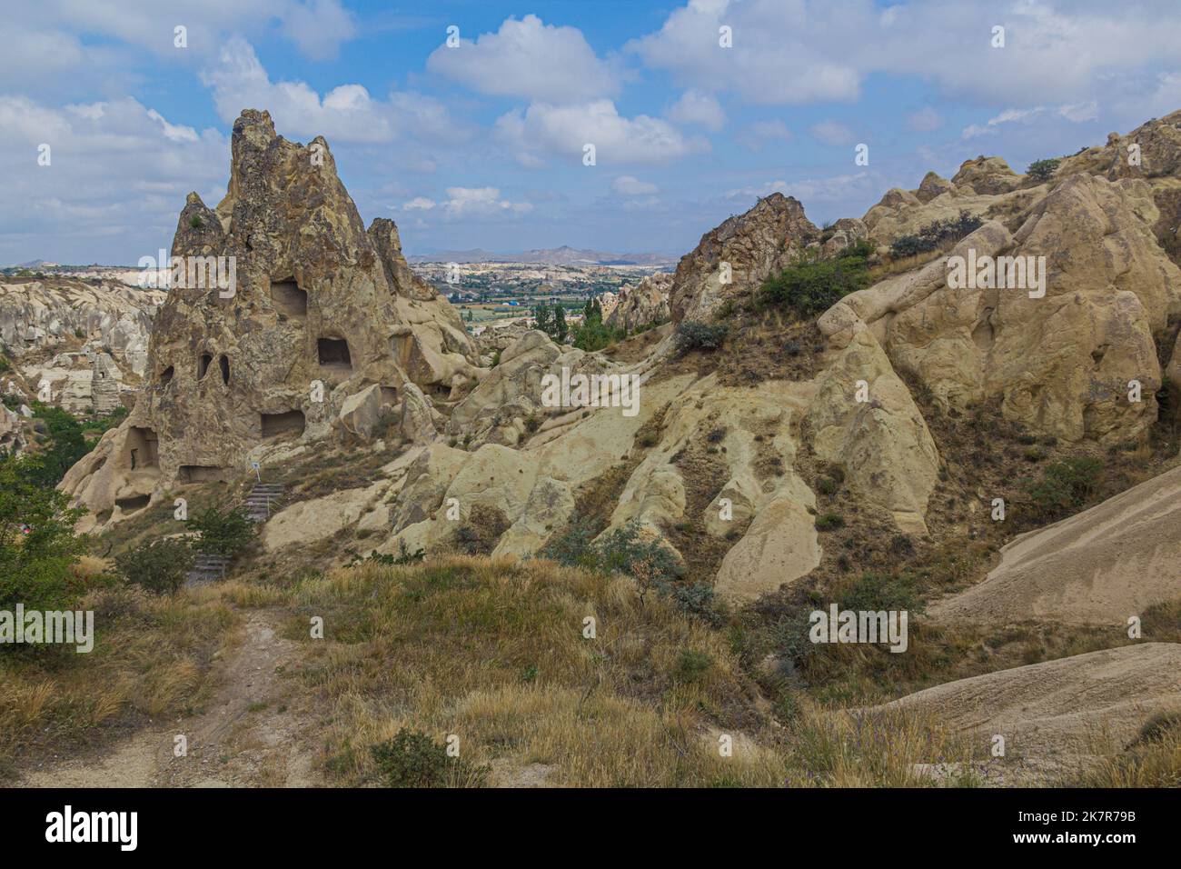 Old cave dwellings near Goreme town in Cappadocia, Turkey Stock Photo ...