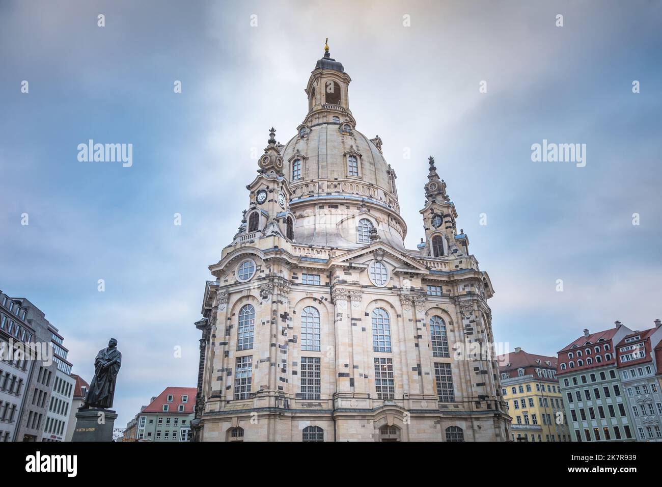Dresden Frauenkirche at dawn, Church of Our Lady, Saxony, Eastern Germany Stock Photo