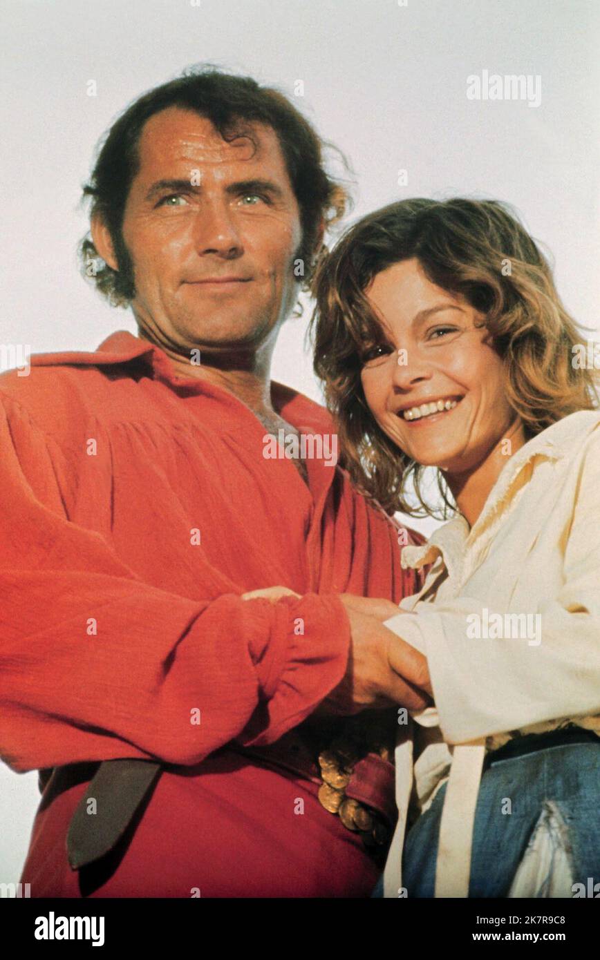 Robert Shaw & Genevieve Bujold Film: Scarlet Buccaneer; Swashbuckler (1977) Characters: Ned Lynch &  Director: James Goldstone 29 July 1976   **WARNING** This Photograph is for editorial use only and is the copyright of UNIVERSAL and/or the Photographer assigned by the Film or Production Company and can only be reproduced by publications in conjunction with the promotion of the above Film. A Mandatory Credit To UNIVERSAL is required. The Photographer should also be credited when known. No commercial use can be granted without written authority from the Film Company. Stock Photo