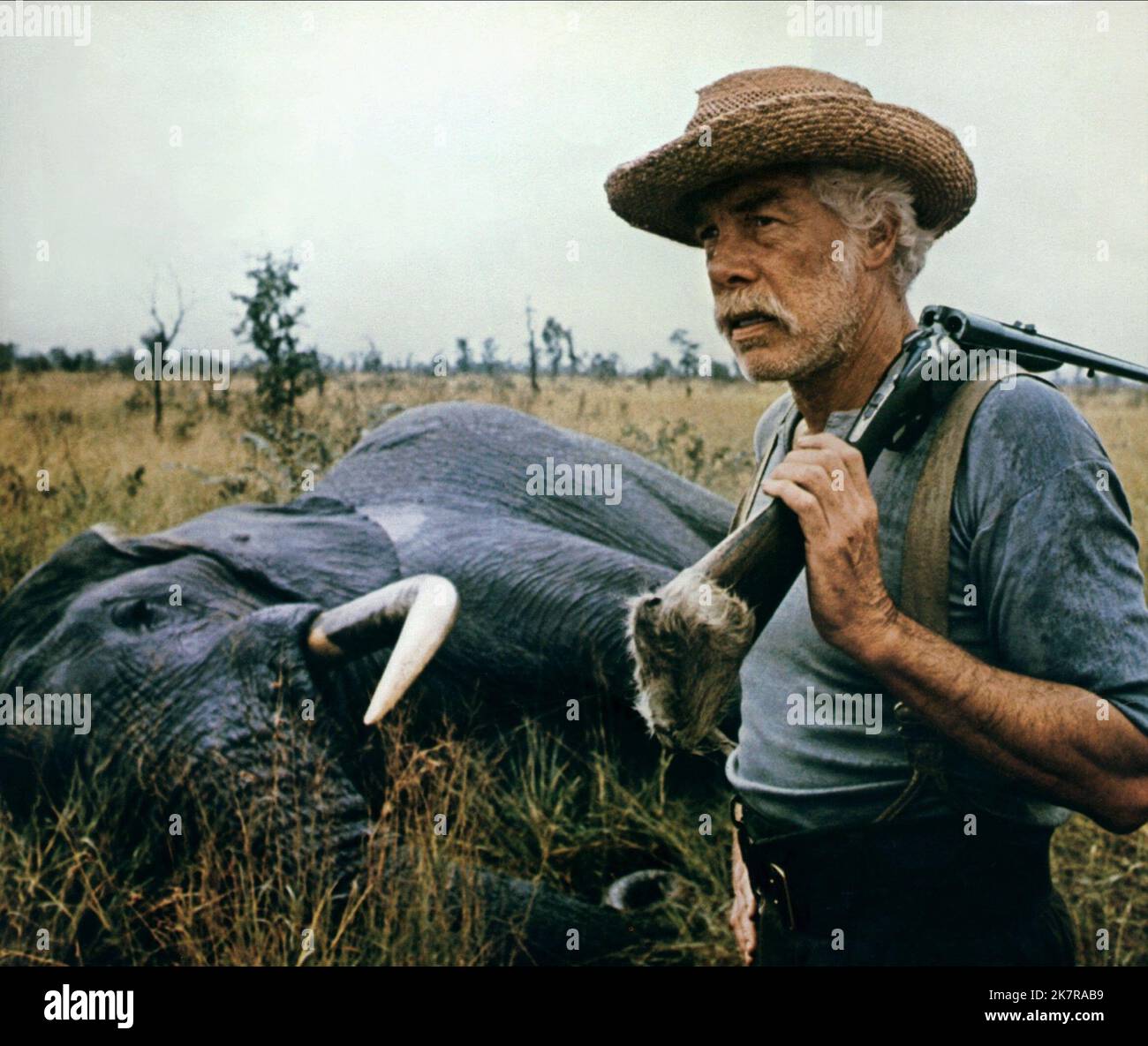 Lee Marvin & Slain Elephant Film: Shout At The Devil (USA/UK 1976) Characters: Colonel Flynn O'Flynn &  / Titel Auch: 'Zwei Wie Hund Und Katz' Director: Peter R. Hunt 13 April 1976   **WARNING** This Photograph is for editorial use only and is the copyright of TONAV PRODUCTIONS and/or the Photographer assigned by the Film or Production Company and can only be reproduced by publications in conjunction with the promotion of the above Film. A Mandatory Credit To TONAV PRODUCTIONS is required. The Photographer should also be credited when known. No commercial use can be granted without written aut Stock Photo