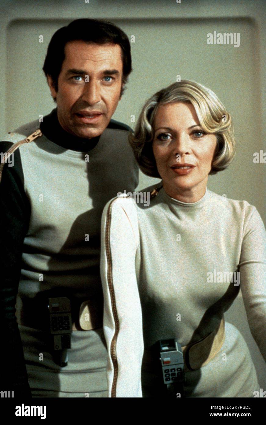 Martin Landau & Babara Bain Television: Space 1999 ; Space: 1999 (1975)   Director: Gerry Anderson & Silvia Anderson 04 September 1975   **WARNING** This Photograph is for editorial use only and is the copyright of CBSFOX and/or the Photographer assigned by the Film or Production Company and can only be reproduced by publications in conjunction with the promotion of the above Film. A Mandatory Credit To CBSFOX is required. The Photographer should also be credited when known. No commercial use can be granted without written authority from the Film Company. Stock Photo