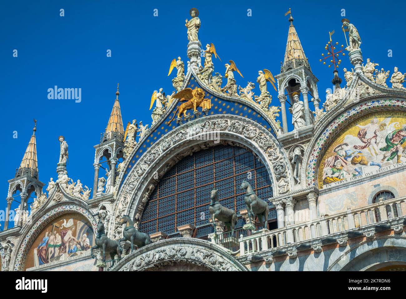 St Mark Basilica catholic afresco, facade detail, Venice, Italy Stock Photo