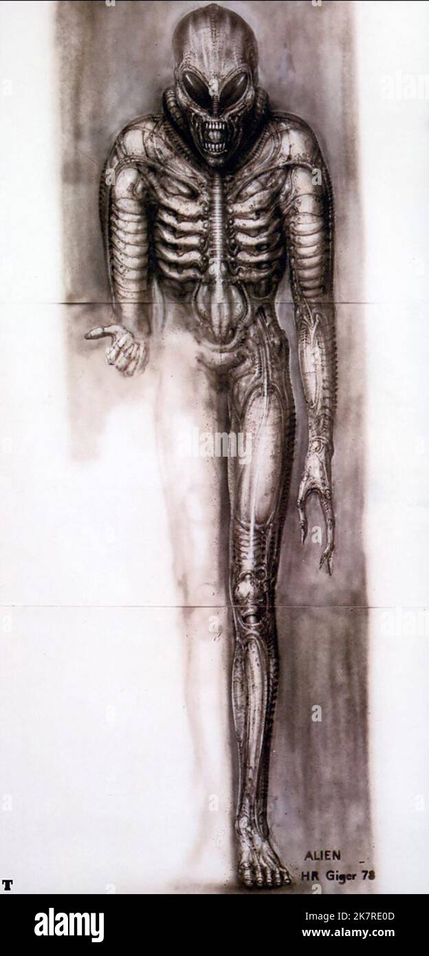 H. R. Giger Alien Artwork Film: Alien (USA/UK 1979)   Director: Ridley Scott 25 May 1979   **WARNING** This Photograph is for editorial use only and is the copyright of 20TH CENTURY FOX and/or the Photographer assigned by the Film or Production Company and can only be reproduced by publications in conjunction with the promotion of the above Film. A Mandatory Credit To 20TH CENTURY FOX is required. The Photographer should also be credited when known. No commercial use can be granted without written authority from the Film Company. Stock Photo