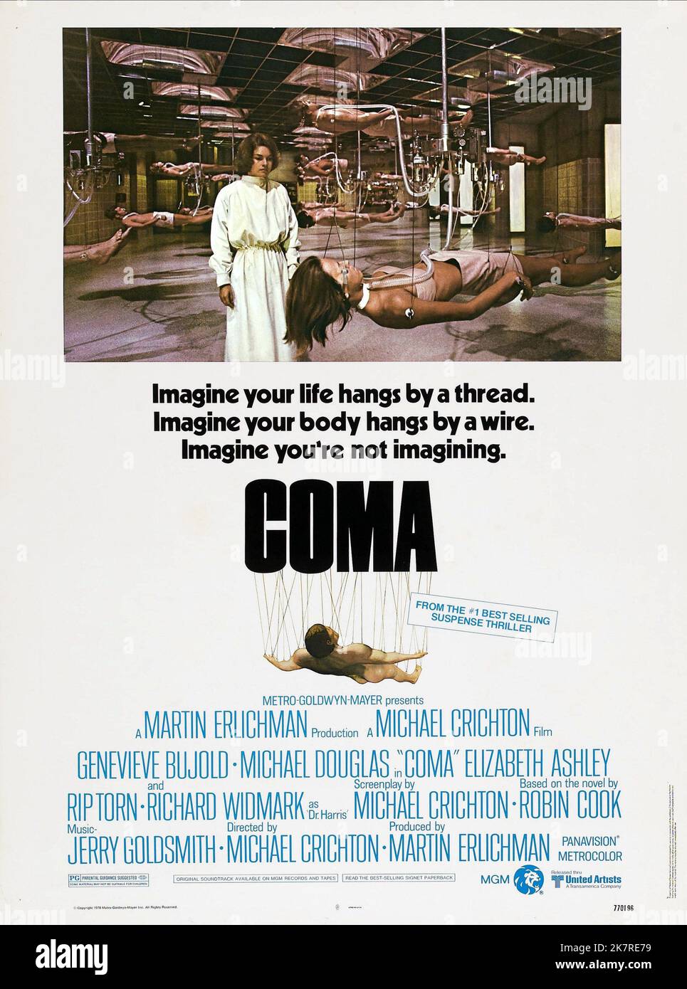 Genevieve Bujold Poster Film: Coma (USA 1978) Characters: Dr. Susan Wheeler  / Literaturverfilmung (Based On The Book By Robin Cook) Director: Michael Crichton 06 January 1978   **WARNING** This Photograph is for editorial use only and is the copyright of MGM and/or the Photographer assigned by the Film or Production Company and can only be reproduced by publications in conjunction with the promotion of the above Film. A Mandatory Credit To MGM is required. The Photographer should also be credited when known. No commercial use can be granted without written authority from the Film Company. Stock Photo